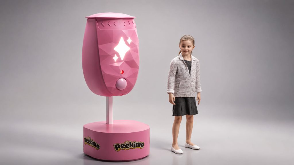 Présentoir Peekimo géant sur mesure avec éclairage intégré pour présentation de jouet